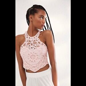 Free People Crop Lace Batting Eyes InPink NWT